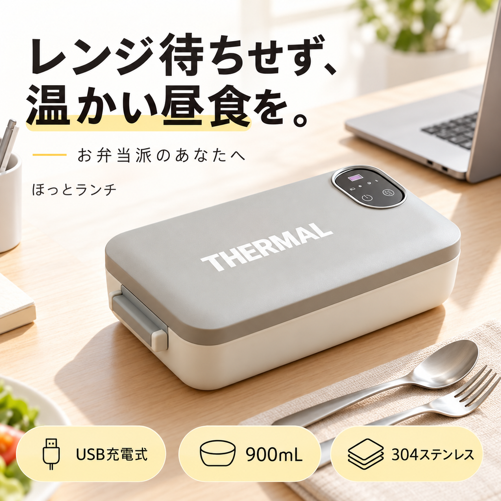 ほっとランチ｜お弁当派のあなたへ。レンジ待ちせず温かい昼食を楽しめる充電式ランチボックス